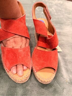 GAIMO Spain Orange Suede Espadrille Wedge Sandals Women's Size 7.5 Handmade